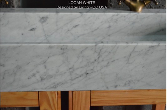 Double vasque en marbre de Carrare véritable 120cm ESTEL WHITE Double vasque en marbre de Carrare véritable 120cm ESTEL WHITE