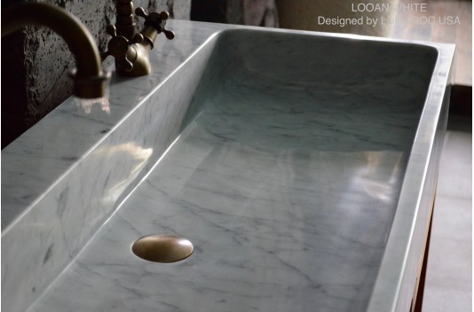 Double vasque en marbre de Carrare véritable 120cm ESTEL WHITE Double vasque en marbre de Carrare véritable 120cm ESTEL WHITE