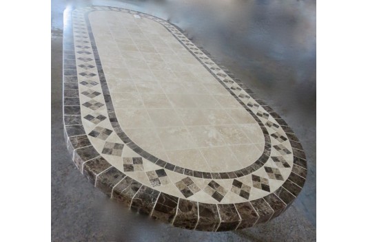 Table de jardin en mosaïque marbre travertin ovale 160-180-240  OVALI Table de jardin en mosaïque marbre travertin ovale 160-180-240  OVALI