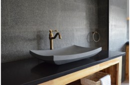 Vasque salle de bain en pierre de basalt Gris BALI MOON
