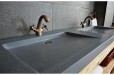 Double vasque en pierre 160x50 granit gris véritable FOLEGE