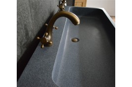DESTOCKAGE lavabo double vasque en pierre granit gris LOOAN