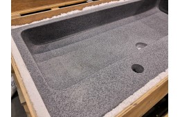 DESTOCKAGE lavabo double vasque en pierre granit gris LOOAN