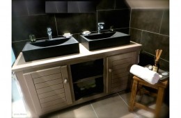 Vasque en pierre 60x40 noire trou robinetterie PEGASUS SHADOW