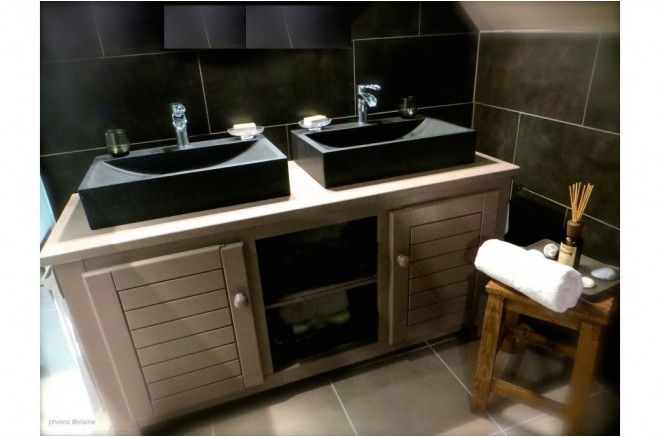 Vasque pierre naturelle véritable granit ou basalte PEGASUS SHADOW