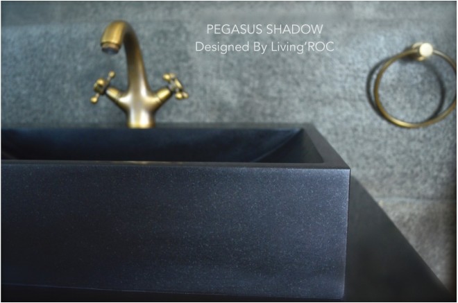 Vasque pierre naturelle véritable granit ou basalte PEGASUS SHADOW