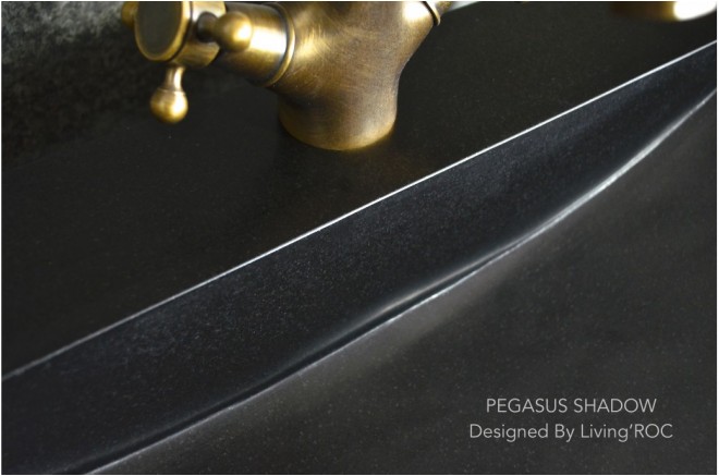 Vasque pierre naturelle véritable granit ou basalte PEGASUS SHADOW