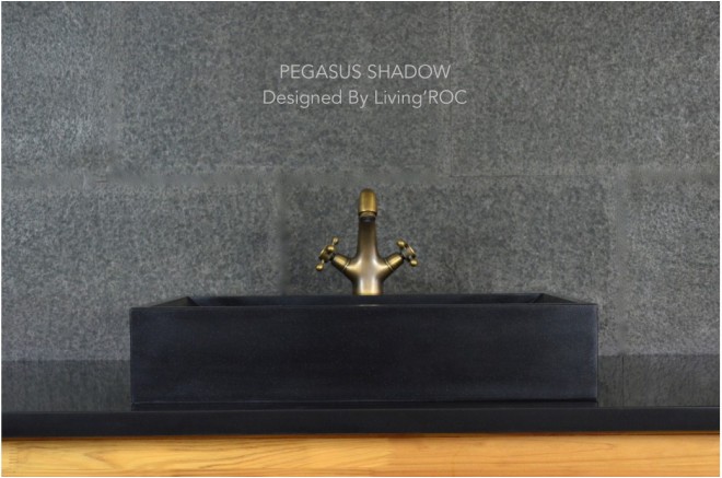 Vasque pierre naturelle véritable granit ou basalte PEGASUS SHADOW