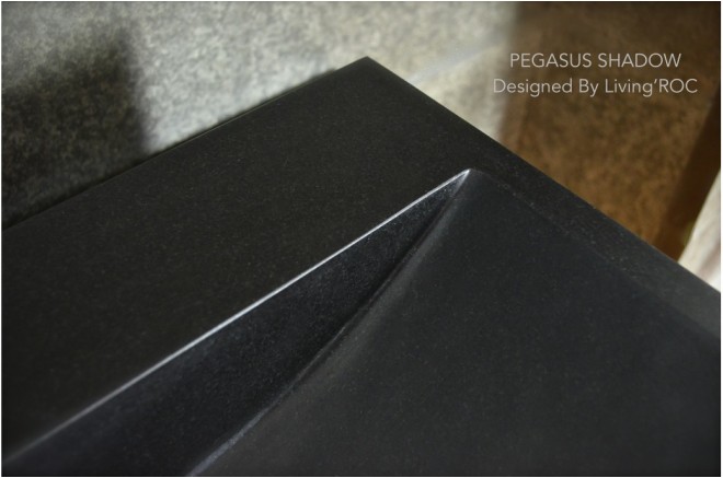 Vasque pierre naturelle véritable granit ou basalte PEGASUS SHADOW