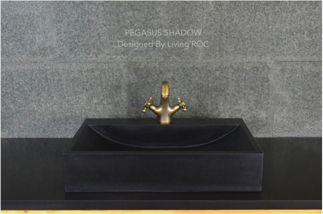 Vasque pierre naturelle véritable granit ou basalte PEGASUS SHADOW