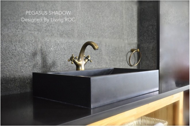 Vasque pierre naturelle véritable granit ou basalte PEGASUS SHADOW
