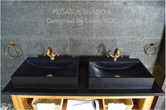 Vasque pierre naturelle véritable granit ou basalte PEGASUS SHADOW