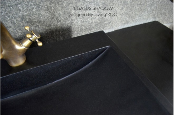 Vasque pierre naturelle véritable granit ou basalte PEGASUS SHADOW