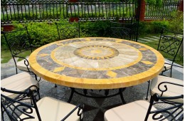 Table de jardin mosaïque ronde de marbre 125-160 FLORIDE