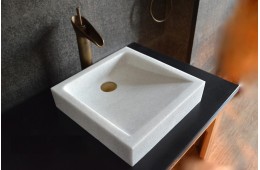 Vasque salle de bain à poser en pierre blanche marbre KIAMA WHITE