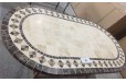 Table de jardin en mosaïque ovale 160-180-240 marbre travertin OVALI