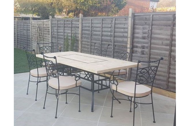 Table jardin pierre naturelle 160-200-240 mosaïque marbre MONTE CARLO Table jardin pierre naturelle 160-200-240 mosaïque marbre MONTE CARLO