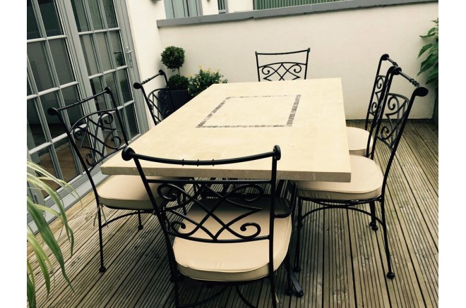 Table jardin pierre naturelle 160-200-240 mosaïque marbre MONTE CARLO Table jardin pierre naturelle 160-200-240 mosaïque marbre MONTE CARLO