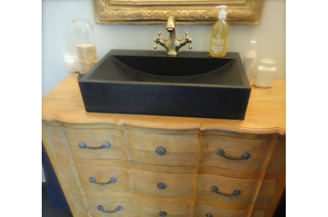 Vasque pierre naturelle véritable granit ou basalte PEGASUS SHADOW