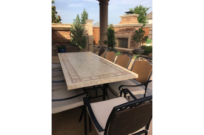 Table de jardin mosaïque marbre pierre naturelle 160-200-240 TOSCANE Table de jardin mosaïque marbre pierre naturelle 160-200-240 TOSCANE