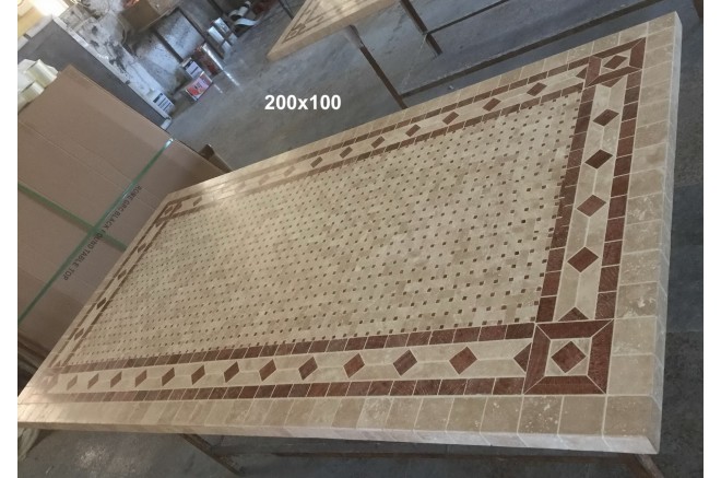 Table de jardin mosaïque marbre pierre naturelle 160-200-240 TOSCANE Table de jardin mosaïque marbre pierre naturelle 160-200-240 TOSCANE