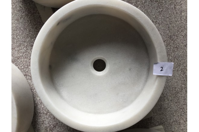 Vasque marbre blanc pierre naturelle véritable Dia 40 RONDO WHITE