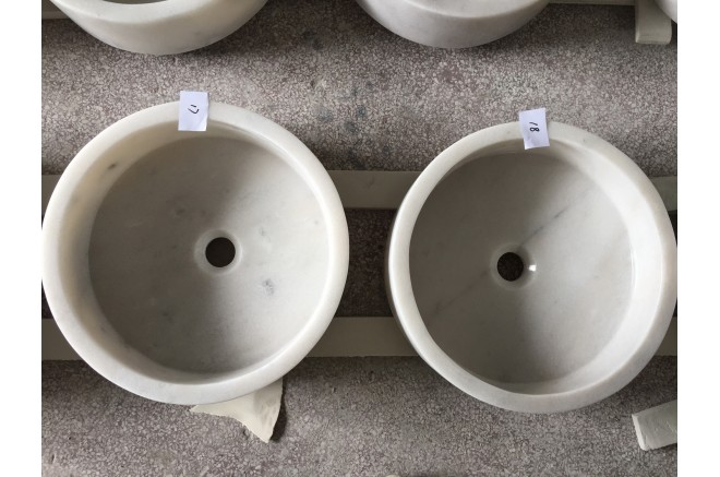 Vasque marbre blanc pierre naturelle véritable Dia 40 RONDO WHITE