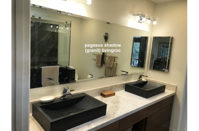 Vasque pierre naturelle véritable granit ou basalte PEGASUS SHADOW