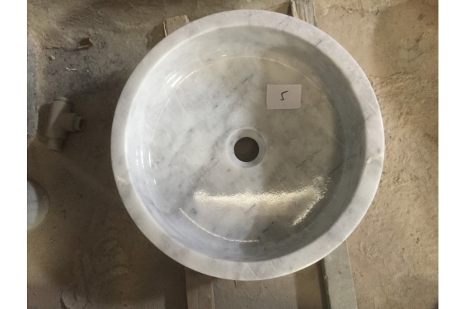 Vasque marbre blanc pierre naturelle véritable Dia 40 RONDO WHITE