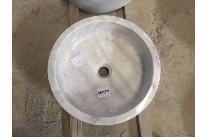 Vasque marbre blanc pierre naturelle véritable Dia 40 RONDO WHITE