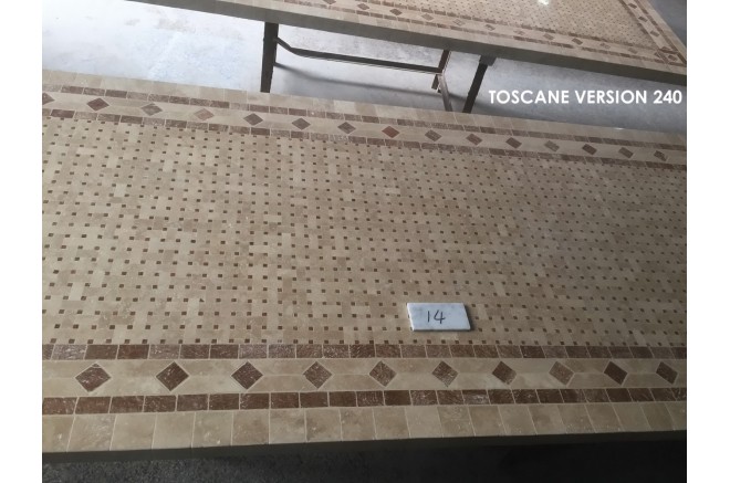 Table de jardin mosaïque marbre pierre naturelle 160-200-240 TOSCANE Table de jardin mosaïque marbre pierre naturelle 160-200-240 TOSCANE