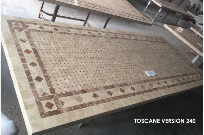 Table de jardin mosaïque marbre pierre naturelle 160-200-240 TOSCANE Table de jardin mosaïque marbre pierre naturelle 160-200-240 TOSCANE