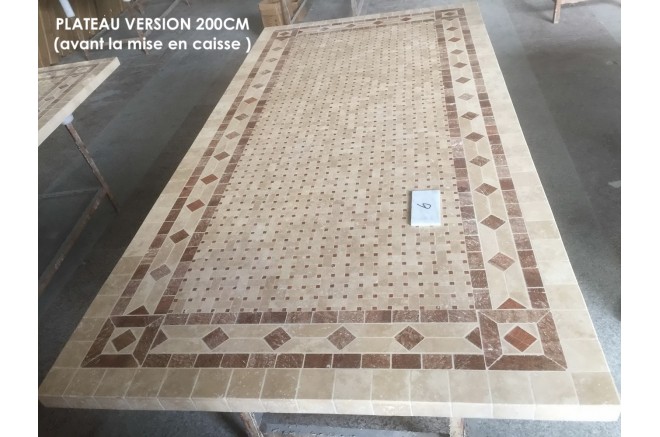 Table de jardin mosaïque marbre pierre naturelle 160-200-240 TOSCANE Table de jardin mosaïque marbre pierre naturelle 160-200-240 TOSCANE