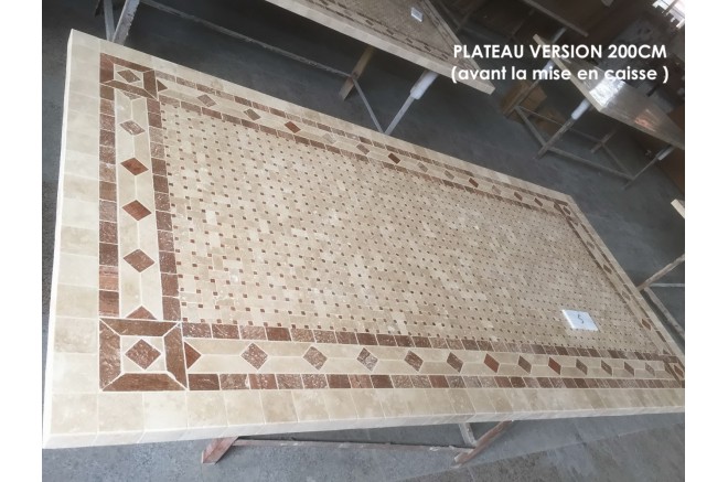 Table de jardin mosaïque marbre pierre naturelle 160-200-240 TOSCANE Table de jardin mosaïque marbre pierre naturelle 160-200-240 TOSCANE