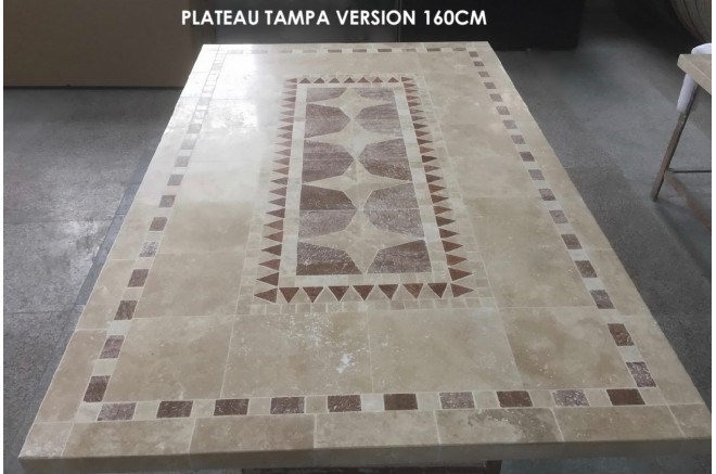 Table de jardin mosaique marbre pierre naturelle 240 TAMPA