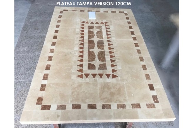 Table de jardin mosaique marbre pierre naturelle 240 TAMPA
