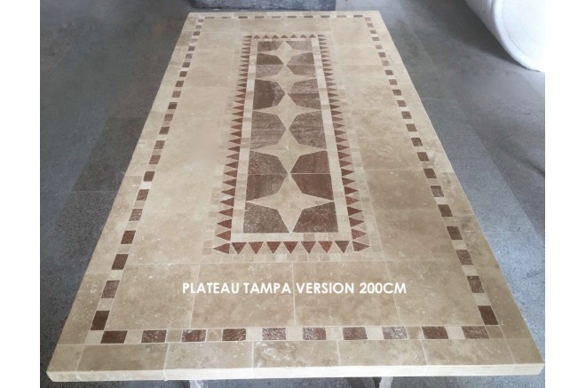 Table de jardin mosaique marbre pierre naturelle 240 TAMPA