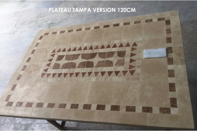 Table de jardin mosaique marbre pierre naturelle 240 TAMPA