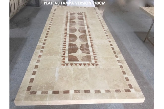 Table de jardin mosaique marbre pierre naturelle 240 TAMPA