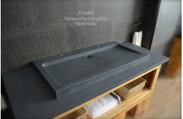 Double vasque salle de bain 100x50 granit gris véritable FIGARO