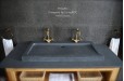 Double vasque salle de bain 100x50 granit gris véritable FIGARO