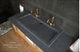 Double vasque salle de bain 100x50 granit gris véritable FIGARO