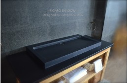 Double vasque pierre 100x50 granit noir véritable FIGARO SHADOW