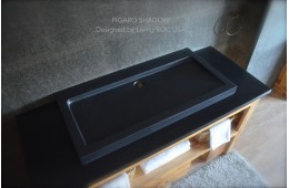 Double vasque pierre 100x50 granit noir véritable FIGARO SHADOW