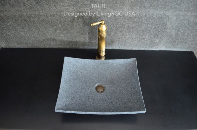 Vasque en pierre naturelle taillée granit gris TAHITI
