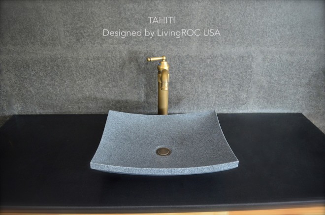 Vasque en pierre naturelle taillée granit gris TAHITI