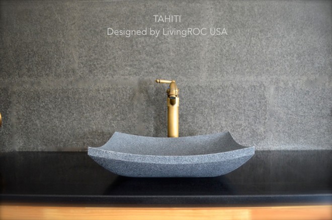 Vasque en pierre naturelle taillée granit gris TAHITI