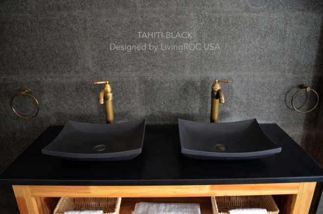 Vasque en granit pierre noir salle de bain TAHITI SHADOW Vasque en granit pierre noir salle de bain TAHITI SHADOW