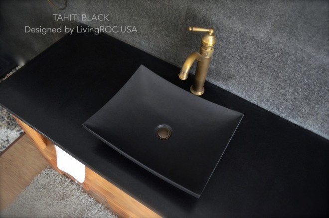 Vasque en granit pierre noir salle de bain TAHITI SHADOW Vasque en granit pierre noir salle de bain TAHITI SHADOW