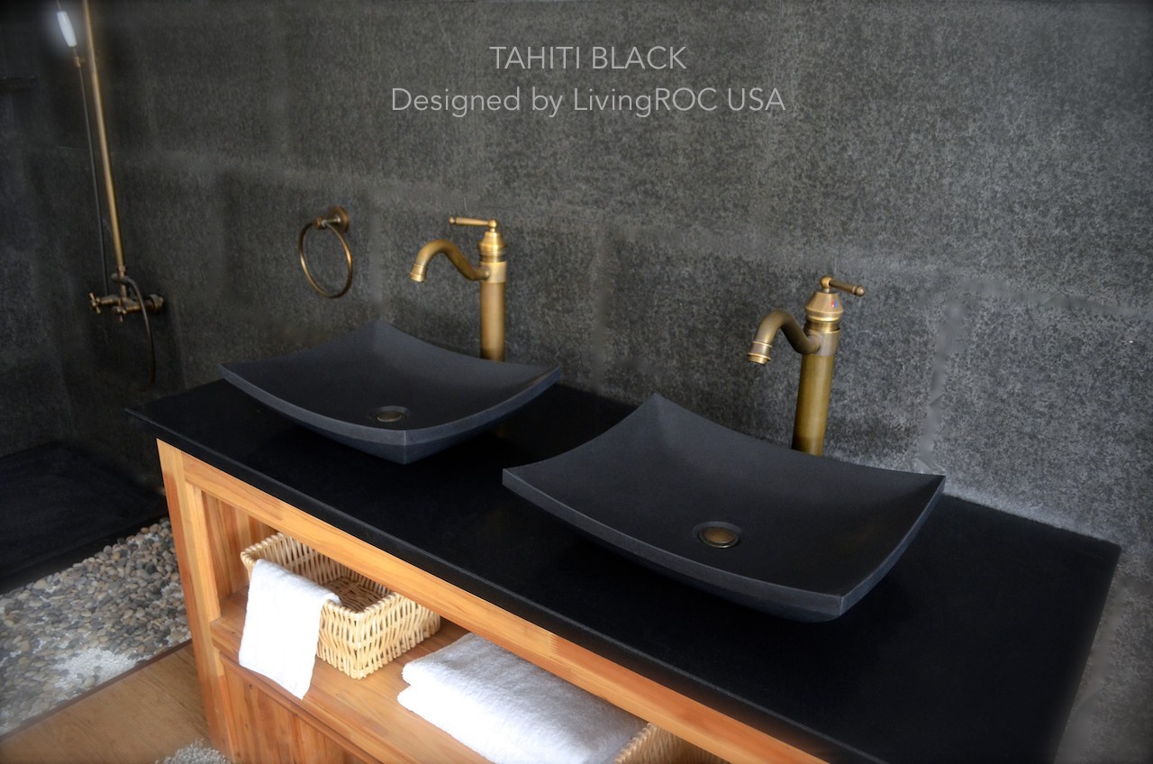 Vasque en granit pierre noir salle de bain TAHITI SHADOW